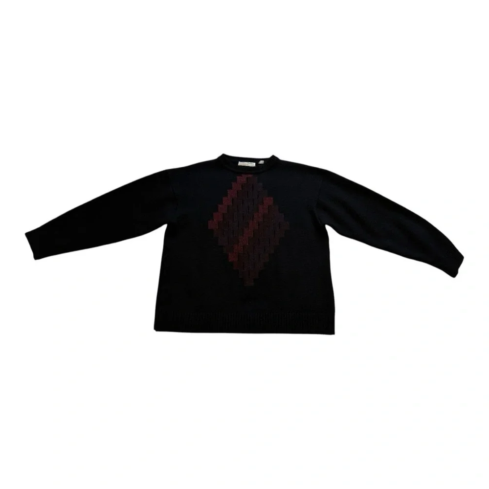 Klauss Boekler Vintage 90s Sweater Crew Neck Wool Blend Pullover Black - Medium - Picture 2 of 7